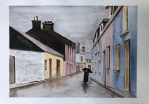 Linda Caron ~ Rainy Day ~ Watercolor on Paper 5" x 7"